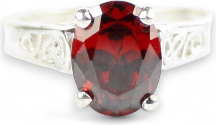 Etsy Garnet Cz, 925 Sterling Silver Ring, Sr366
