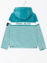 Thumbnail for your product : Stone Island Junior striped logo hooded jacket