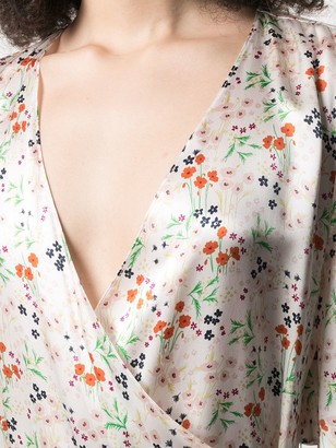 L'Autre Chose Floral-Print Silk Wrap Dress