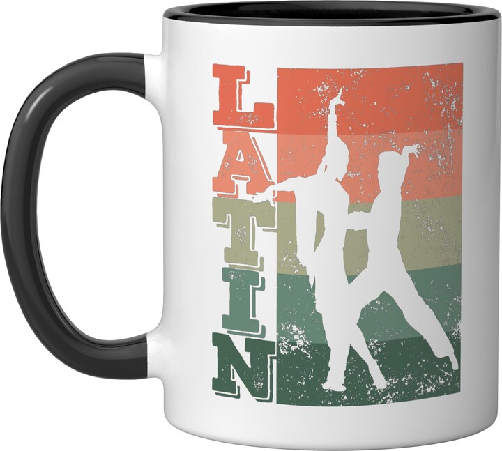 Samba Ballroom Dance Class Merchandise Latin Dance Couple Retro Formation Rumba Dancer Ceramic Mug, Black/White