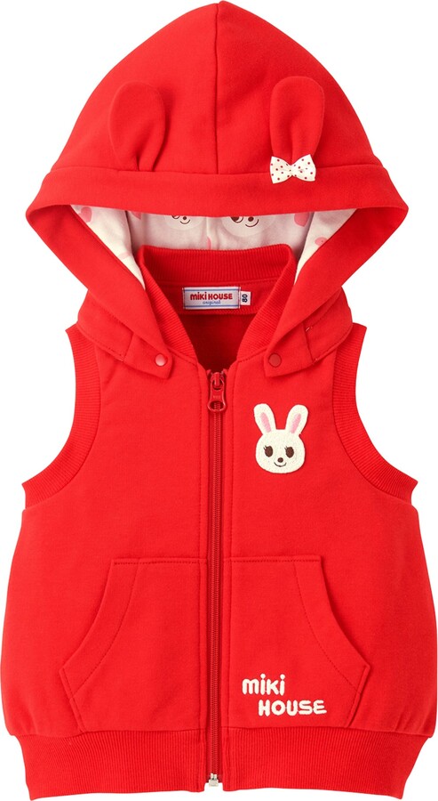 Mikihouse Miki House Cotton Hooded Gillet