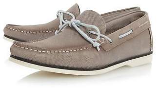 Dune Bertie Mens BUBBLE Textured Suede Boat Shoe in Taupe