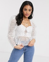 Thumbnail for your product : ASOS DESIGN broderie corset top with lace up front