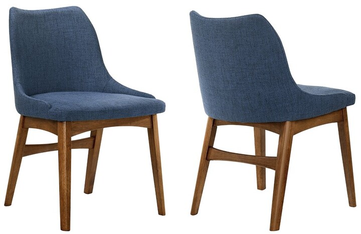 Armen Living Azalea Walnut Wood Dining Side Chairs, Set Of 2