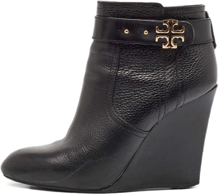 Tory Burch 2023 Pre-Owned 115mm Wedged Zipper Ankle Boots