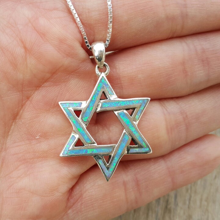 Etsy Sterling Silver Opal Star Of David Pendant Jewish Jewelry