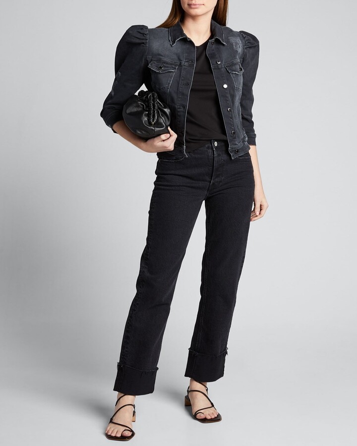 three quarter sleeve denim jacket