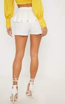 Thumbnail for your product : PrettyLittleThing White Crepe High Waisted Frill Short