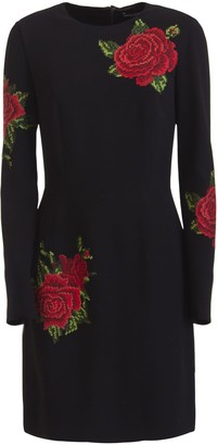 Dolce & Gabbana Short Dress With Rose Embroidery