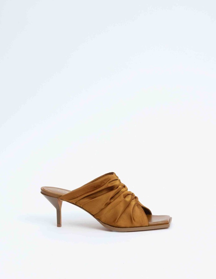 Georgia 60MM Ruched Mule in OLIVE