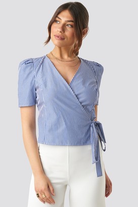 NA-KD Striped Wrap Over Side Top