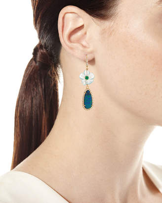 Rina Limor Fine Jewelry Floral Aquamarine & Opal Drop Earrings with Diamonds