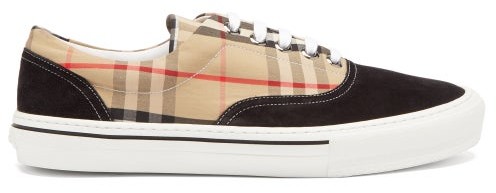 house check canvas trainers