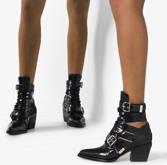 Chloé black Reilly 60 buckle embellished ankle boots