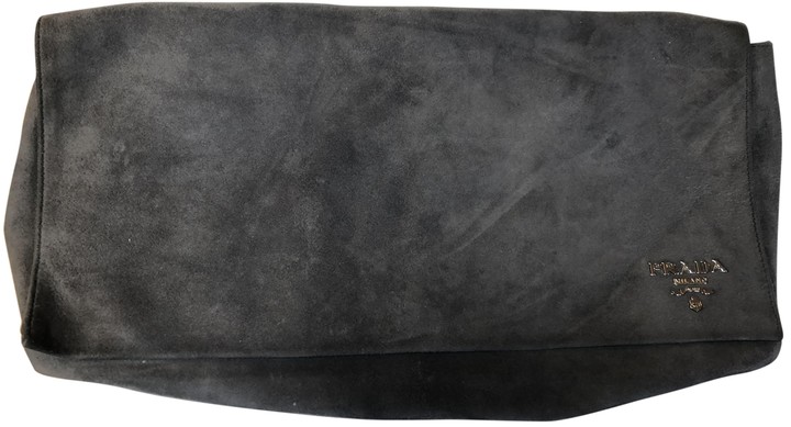 grey suede clutch bag