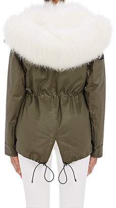 SAM. Women's Fur-Lined Hooded Jacket - Army, Wht