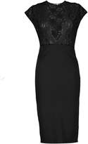 Thumbnail for your product : boohoo Lace Capped Sleeve Plunge Midi Dress