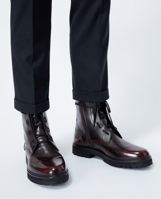 The Kooples Burgundy leather boots with side lace detail