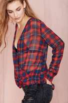 Thumbnail for your product : Nasty Gal Sheer Plaid-ness Top