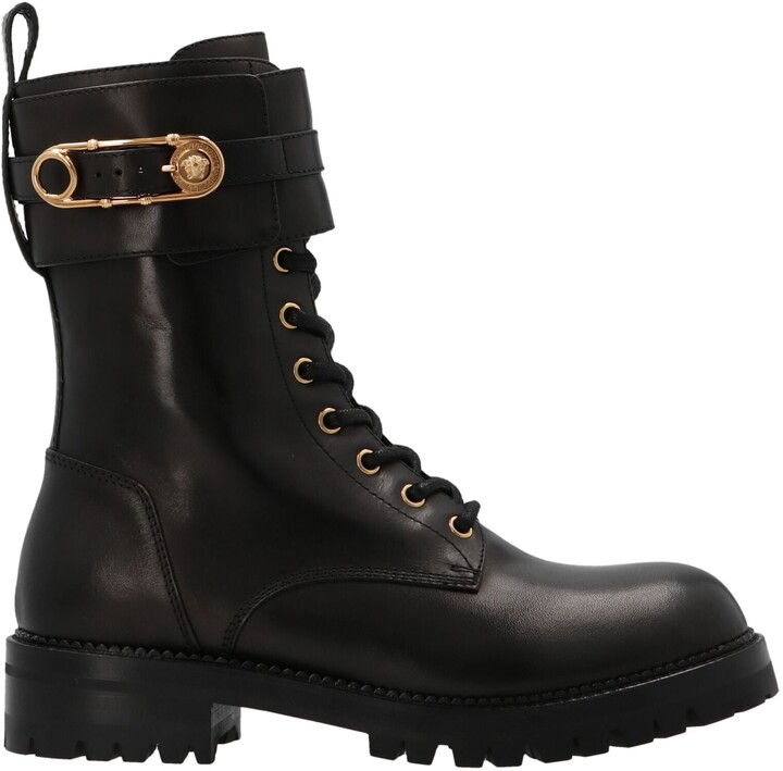 designer black combat boots