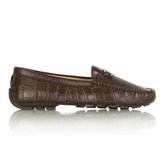 Thumbnail for your product : Lauren Ralph Lauren Carley Brown Croc Embossed Loafer