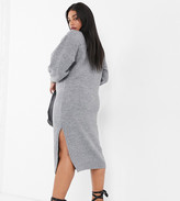 Thumbnail for your product : ASOS Curve DESIGN Curve crew neck midi dress with volume sleeve