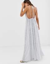 Thumbnail for your product : ASOS Design DESIGN cami strap maxi dress in mesh with embellished sequin godet panels