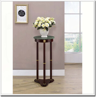 17 Stories Elna Merlot and Green Accent Side Table with Round Top Plant Stand