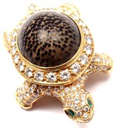 Thumbnail for your product : Cartier Turtle 18K Yellow Gold Diamond Fossil Jasper Pin Brooch