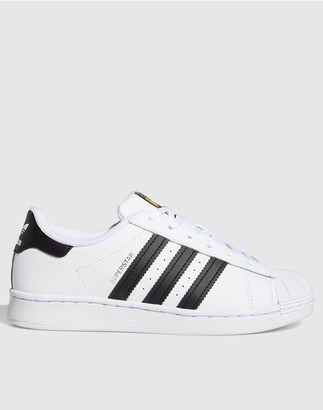 adidas white & silver superstar trainers junior