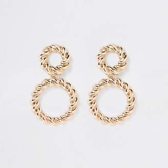 River Island Gold colour twisted ring drop earrings