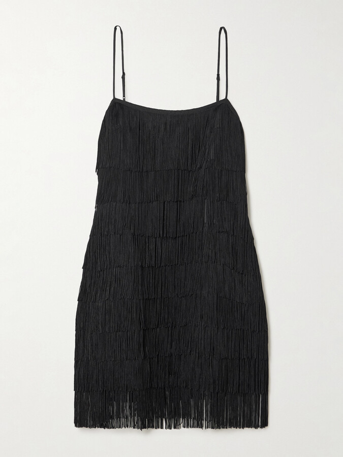 Olivia von Halle Lola Fringed Silk-crepe Mini Dress - Black