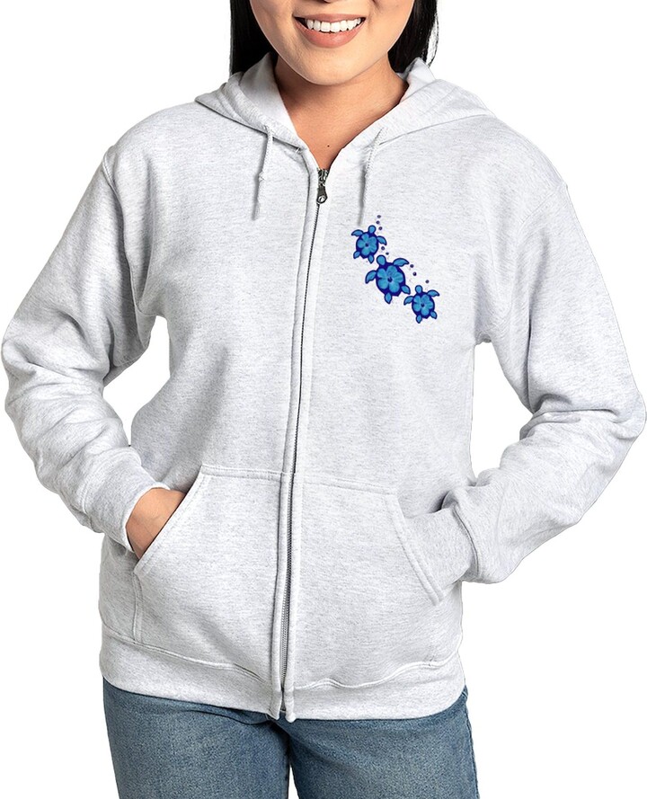 CafePress Blue Hibiscus Honu Turtles Zip Hoodie Womens Zip Up Hoodie Sweatshirt