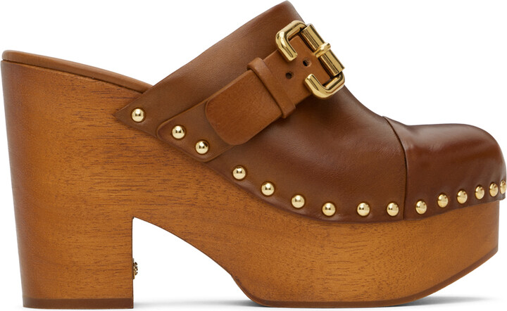 Chloé Brown Jeannette Wedge Clogs