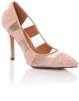 Thumbnail for your product : Little Mistress Footwear Nude Mesh Diamante Pointed Court Shoe