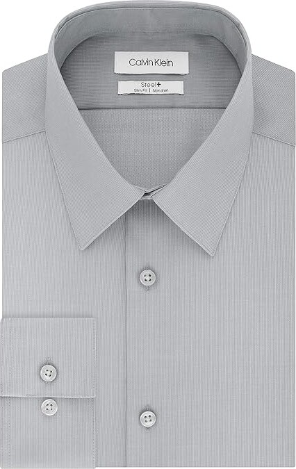 Calvin Klein Men's Dress Shirt Non Iron Stretch Slim Fit Check - ShopStyle