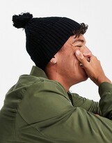 Thumbnail for your product : ASOS DESIGN bobble beanie in black cable knit