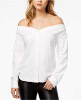 Thumbnail for your product : Kensie Off-The-Shoulder Pinstripe Shirt