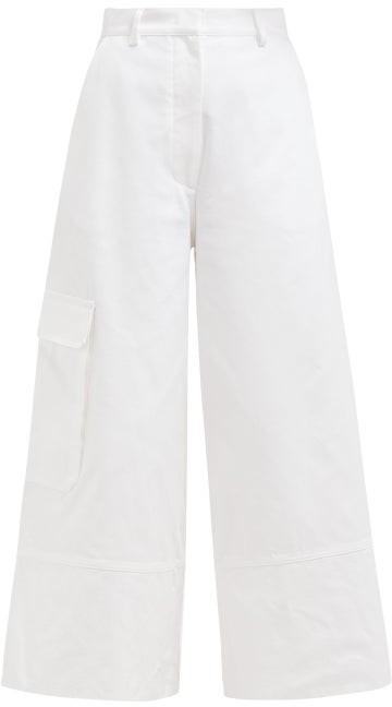 white cropped cargo pants