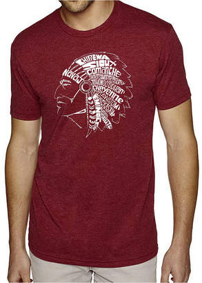 LOS ANGELES POP ART Los Angeles Pop Art Men's Big & Tall Premium Blend Word Art T-Shirt - Popular Native American Indian Tribes