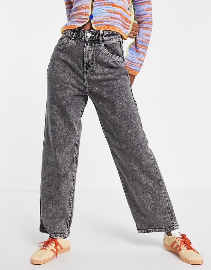 Noisy May Gigi oversized mom jeans in washed gray - ShopStyle