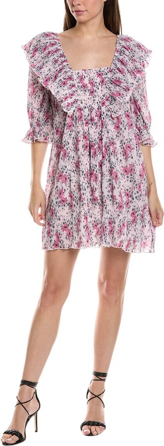 Ganni Pleated Ruffle Mini Dress