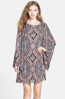 Thumbnail for your product : Fire Print Bell Sleeve Tunic Dress (Juniors)
