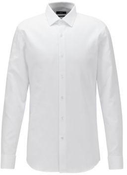 HUGO BOSS Slim-fit shirt in structured cotton with double cuffs