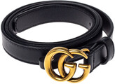 Thumbnail for your product : Gucci Black Leather GG Marmont Buckle Narrow Belt 90CM