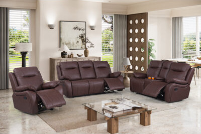 Latitude Run Bheema 3 - Piece Faux Leather Living Room Set