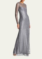 Thumbnail for your product : Halston Kirsten Long-Sleeve Sequin Net Gown