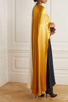 Thumbnail for your product : Roksanda Andromeda Cape-effect Color-block Silk-satin Midi Dress - Gold