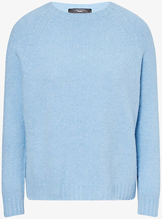 Weekend Max Mara Womens Light Blue Ghiacci Brushed Knitted Jumper Xs