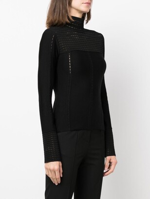 Genny Mesh-Detail Roll-Neck Top